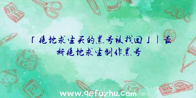 「绝地求生买的黑号被找回」|最新绝地求生制作黑号